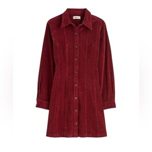 Madewell Long-Sleeve Seamed Mini Dress in Cabernet